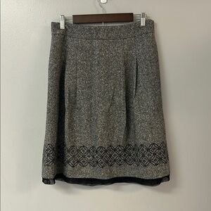 Gray A-Line Knee-Length Skirt with Pleated Embellishments NWOT
